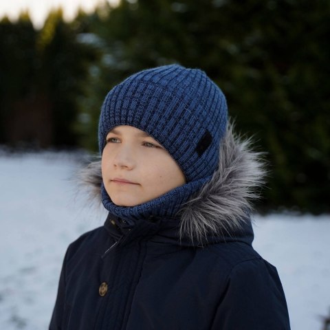 Komplet dla chłopca: czapka i komin zimowy niebieski Fin