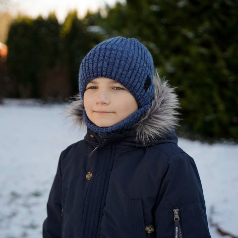 Komplet dla chłopca: czapka i komin zimowy niebieski Fin