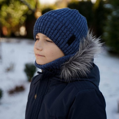 Komplet dla chłopca: czapka i komin zimowy niebieski Fin