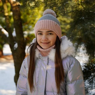 Komplet zimowy dla dziewczynki: czapka i komin szary Kolumbina