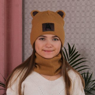 Komplet zimowy dla dziewczynki: czapka i komin szary Romka