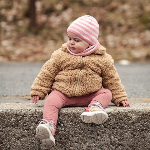 Czapka i komin dla dziewczynki zimowy, jesienny komplet, różowy Lila Czapka i komin dla dziewczynki zimowy, jesienny komplet, różowy Lila