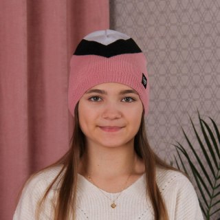 Czapka jesienna, wiosenna dla dziewczynki, różowa, Dilia
