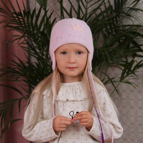 Czapka jesienna, wiosenna dla dziewczynki, szara, wiązana Otylia Czapka jesienna, wiosenna dla dziewczynki, szara, wiązana Otylia
