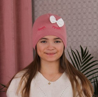 Czapka dla dziewczynki zimowa, jesienna, czarna, elegancka Serena