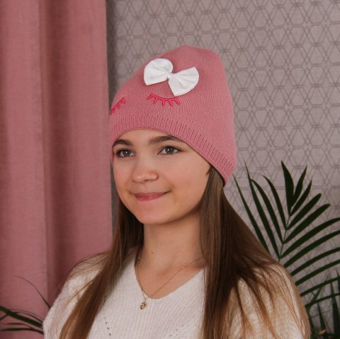 Czapka dla dziewczynki zimowa, jesienna, czarna, elegancka Serena