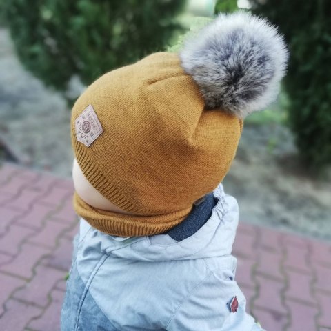 Komplet zimowy dla chłopca: czapka i komin camelowy Apolin