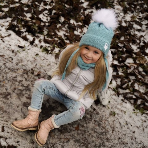 Czapka i komin dla dziewczynki zimowy komplet, szary, z pomponem Narnia Czapka i komin dla dziewczynki zimowy komplet, szary, z pomponem Narnia