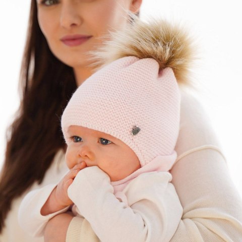 Czapka i szalik dla dziewczynki zimowy komplet, różowy, z pomponem Aimi Czapka i szalik dla dziewczynki zimowy komplet, różowy, z pomponem Aimi