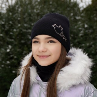 Komplet zimowy dla dziewczynki: czapka i komin szary Darla