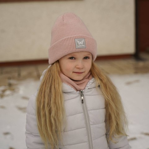 Komplet zimowy dla dziewczynki: czapka i komin szary Florka Komplet zimowy dla dziewczynki: czapka i komin szary Florka