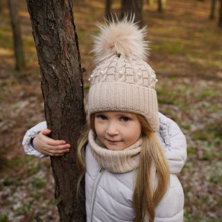 Komplet zimowy dla dziewczynki: czapka i komin szary Safona