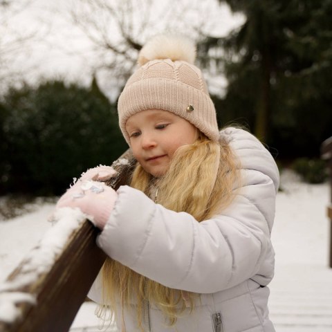 Czapka i szalik dla dziewczynki zimowy komplet, czarny, wiązany, z pomponem Altina Czapka i szalik dla dziewczynki zimowy komplet, czarny, wiązany, z pomponem Altina