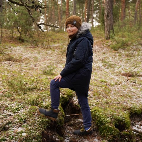 Komplet zimowy dla chłopca: czapka i komin beżowy Korado