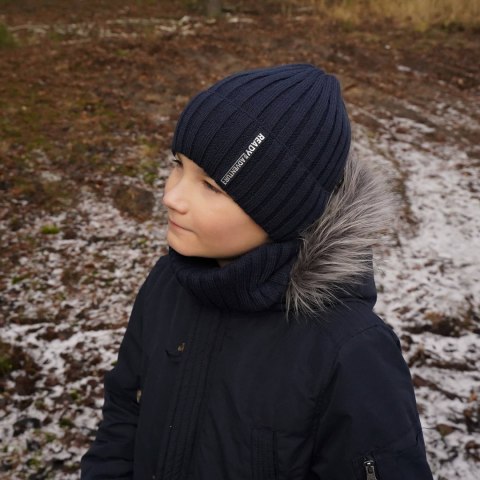 Komplet zimowy dla chłopca: czapka i komin khaki Livido