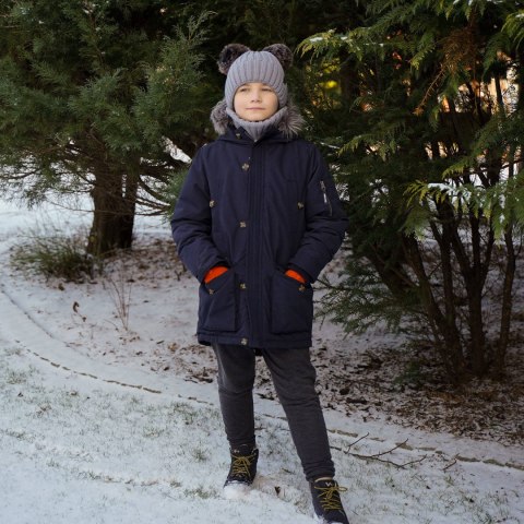 Czapka i komin dla chłopca zimowy komplet, czerwony, z dwoma pomponami Largo Czapka i komin dla chłopca zimowy komplet, czerwony, z dwoma pomponami Largo