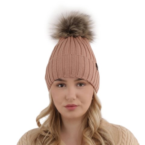 Beret zimowy damski, camel, z wełną merino, podszyta polarem Texa Beret zimowy damski, camel, z wełną merino, podszyta polarem Texa