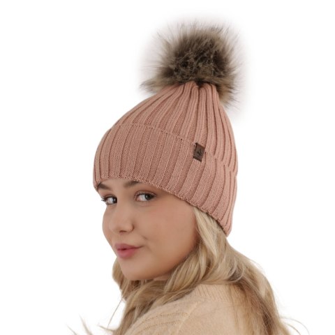 Beret zimowy damski, camel, z wełną merino, podszyta polarem Texa Beret zimowy damski, camel, z wełną merino, podszyta polarem Texa