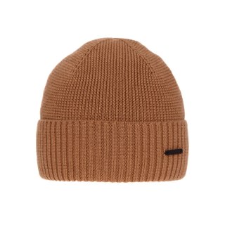Czapka zimowa męska, brązowa, z wełną merino Henk