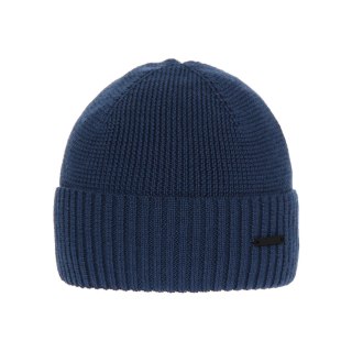 Beret zimowy męski, niebieski, z wełną merino Henk