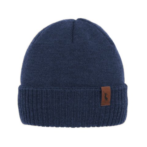 Czapka zimowa męska, niebieska, z wełną merino, Hogan Czapka zimowa męska, niebieska, z wełną merino, Hogan