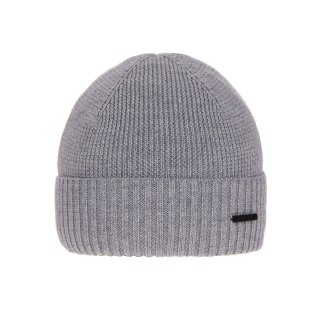Czapka zimowa męska, szara, z wełną merino Henk