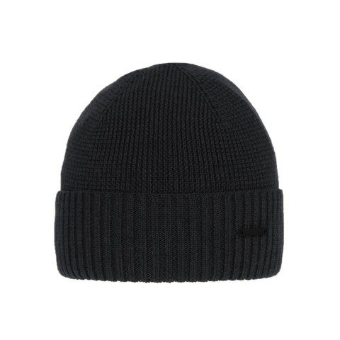Beret zimowy męski, szary, z wełną merino, Henk