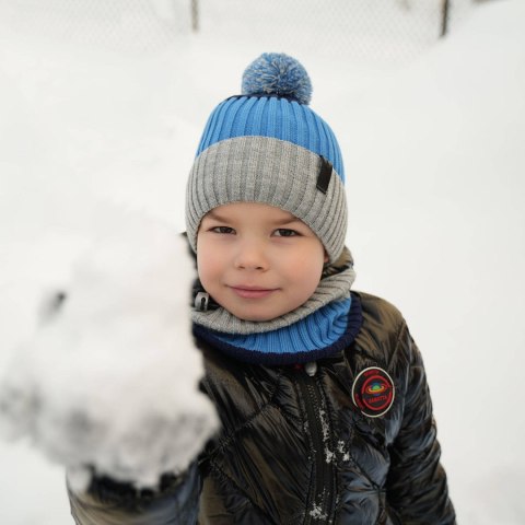 Czapka i komin dla chłopca zimowy komplet, szary, Karson Czapka i komin dla chłopca zimowy komplet, szary, Karson