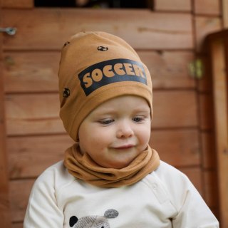 Komplet jesienny/ wiosenny dla chłopca: czapka i komin bawełniany khaki Soccer