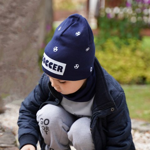 Komplet jesienny/ wiosenny dla chłopca: czapka i komin bawełniany khaki Soccer Komplet jesienny/ wiosenny dla chłopca: czapka i komin bawełniany khaki Soccer