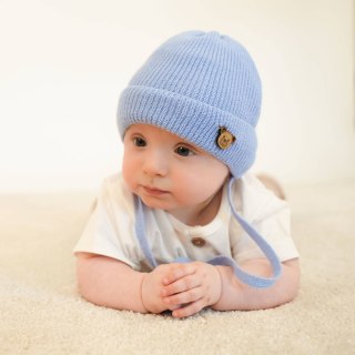 Czapka jesienna, wiosenna dla chłopca, khaki, wiązana Frafi