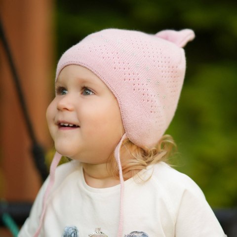 Czapka jesienna, wiosenna dla dziewczynki, czarna, wiązana Tomika