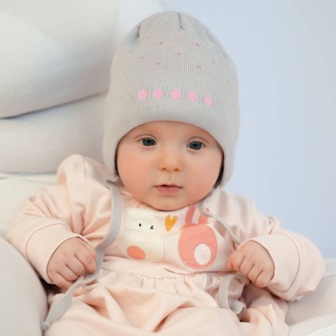 Czapka jesienna, wiosenna dla dziewczynki, różowa, wiązana Dotsi Czapka jesienna, wiosenna dla dziewczynki, różowa, wiązana Dotsi