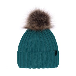 Czapka zimowa damska, szmaragdowa, z wełną merino Texa