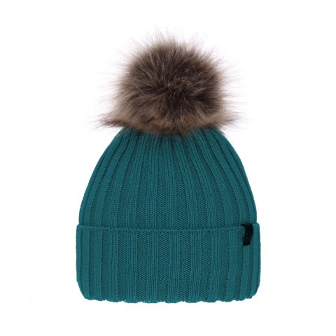 Czapka zimowa damska, szmaragdowa, z wełną merino Texa