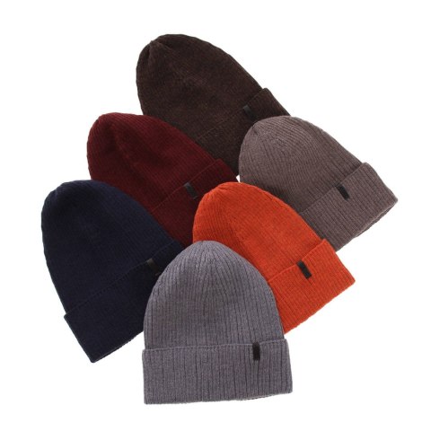 Czapka zimowa męska, brązowa, 100% wełniana merino, Thorin
