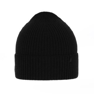 Czapka zimowa męska, czarna, 100% wełniana merino Thorin