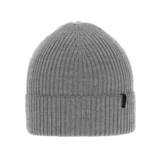 Czapka zimowa męska, szara, 100% wełniana merino, Thorin
