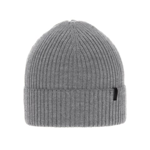 Czapka zimowa męska, szara, 100% wełniana merino, Thorin