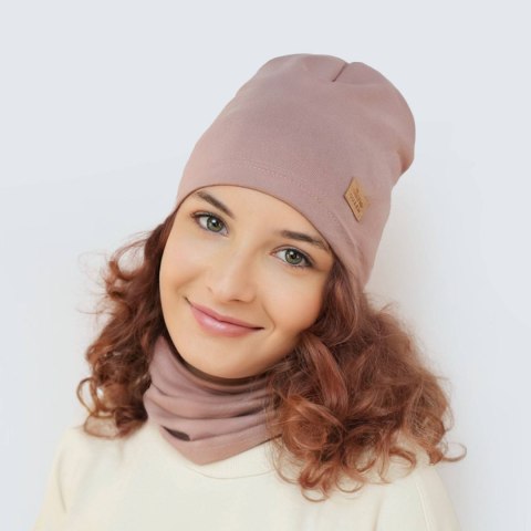 Komplet jesienny/ wiosenny dla dziewczynki: czapka i komin bawełniany różowy Selfie Komplet jesienny/ wiosenny dla dziewczynki: czapka i komin bawełniany różowy Selfie