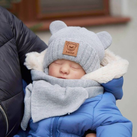 Komplet zimowy dla chłopca: czapka i szalik błękitny Petit Komplet zimowy dla chłopca: czapka i szalik błękitny Petit
