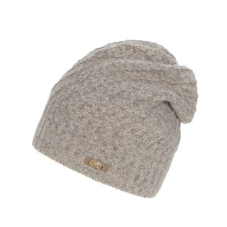 Czapka zimowa damska, beżowa, z wełną merino Misha