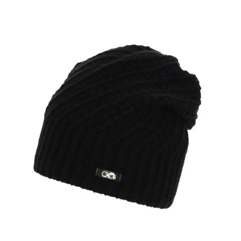 Czapka zimowa damska, czarna, z wełną merino Misha Czapka zimowa damska, czarna, z wełną merino Misha