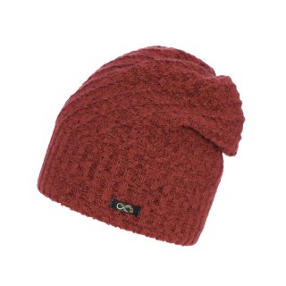 Czapka zimowa damska, czerwona, z wełną merino, Misha