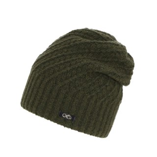 Czapka zimowa damska, khaki, z wełną merino, Misha