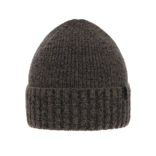 Czapka zimowa męska, brązowa, z wełną merino Nori