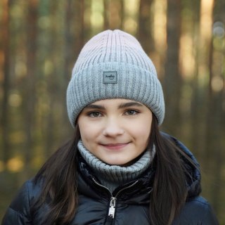 Komplet zimowy dla dziewczynki: czapka i komin różowy Tasha