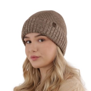 Czapka zimowa damska, czerwona, z wełną merino, Alvara