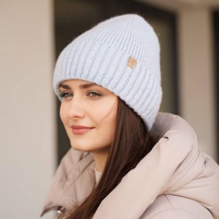 Czapka zimowa damska, niebieska, z wełną merino Alvara