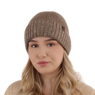 Czapka zimowa damska, szara, z wełną merino, Alvara